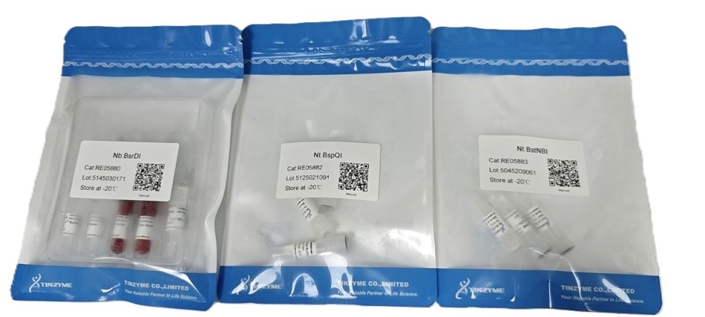 2-Tinzyme high-purity Nicking Endonuclease product packaging - Nb.BsrDI, Nt.BspQI, Nt.BstNBI